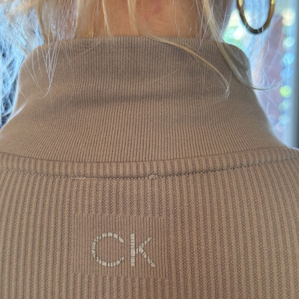 Calvin Klein Performance Tan Zip-Up Top - Picture 3 of 6